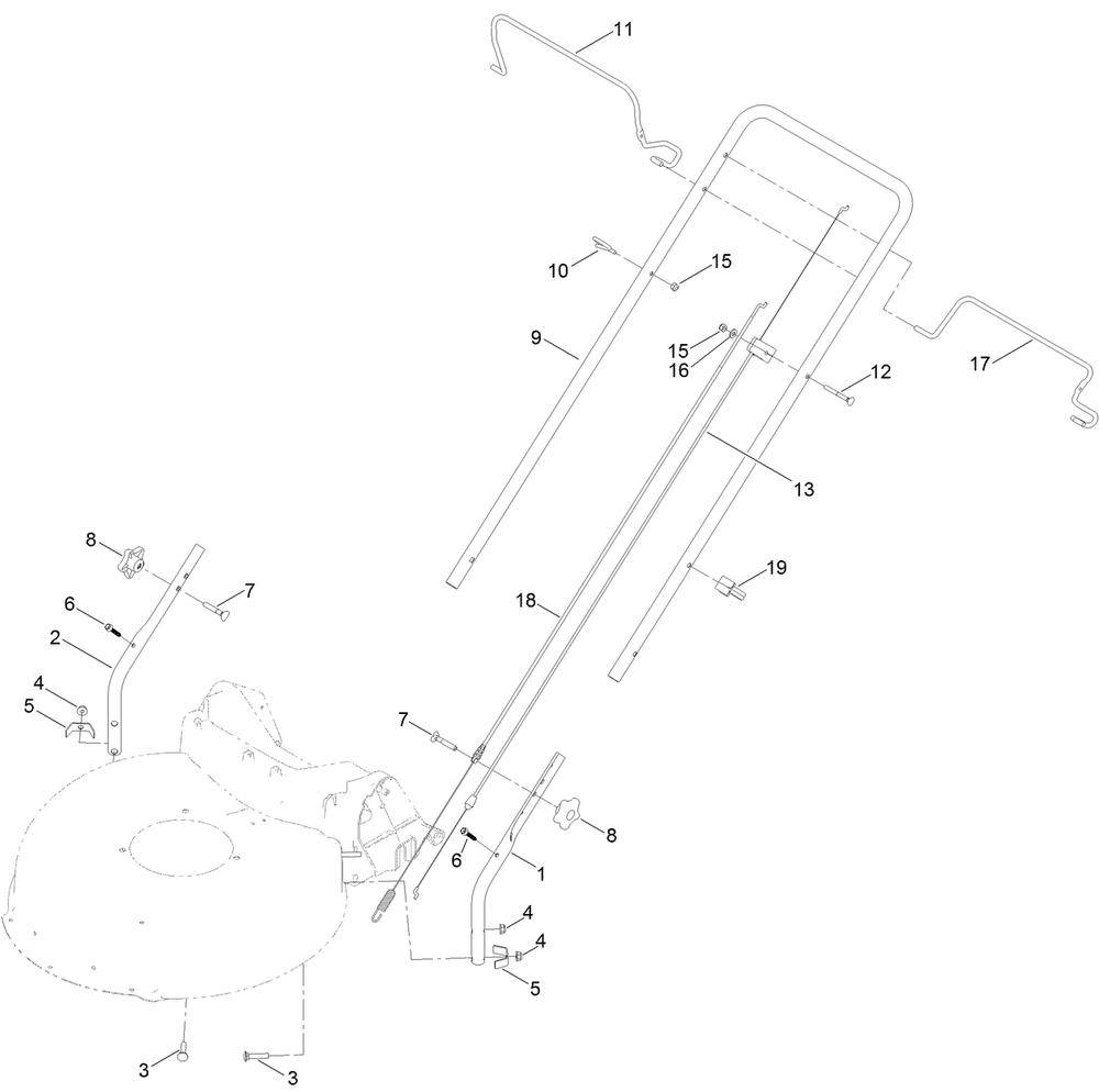 Handle Assembly Diagram and Parts List for 17732 405665001 - 999999999 Lawn Boy Lawn Mower